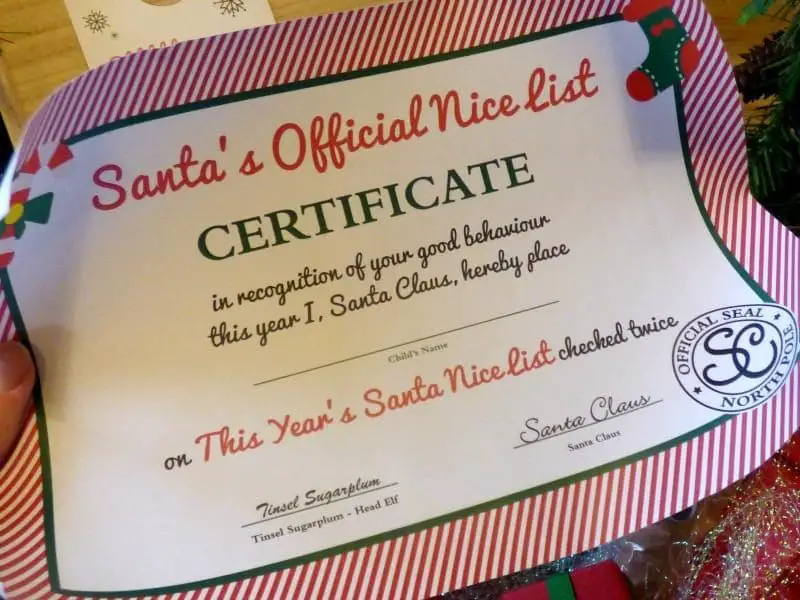 nice list certificate