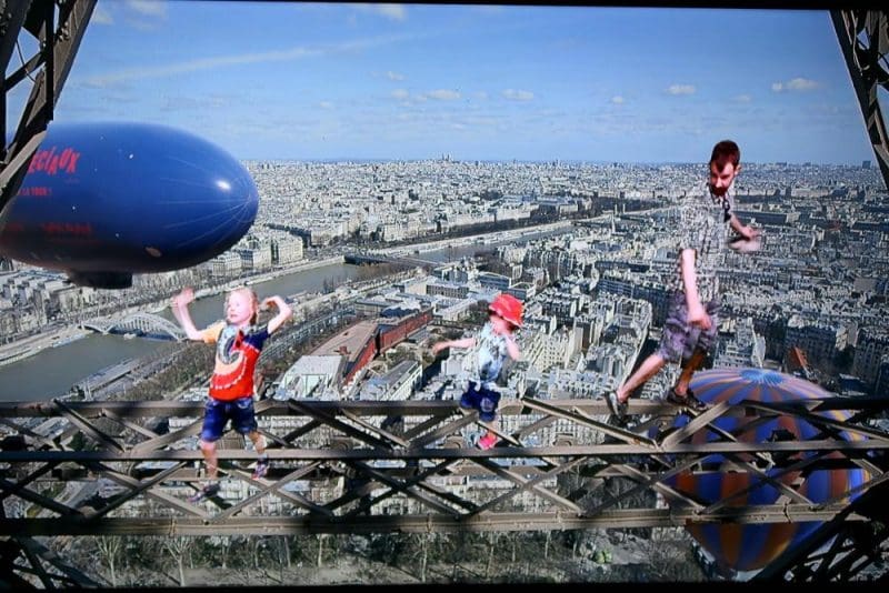 pretend walking outside Eiffel