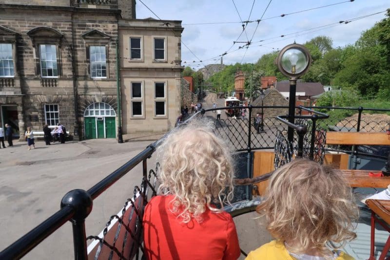 double decker tram at Crich tramway museum