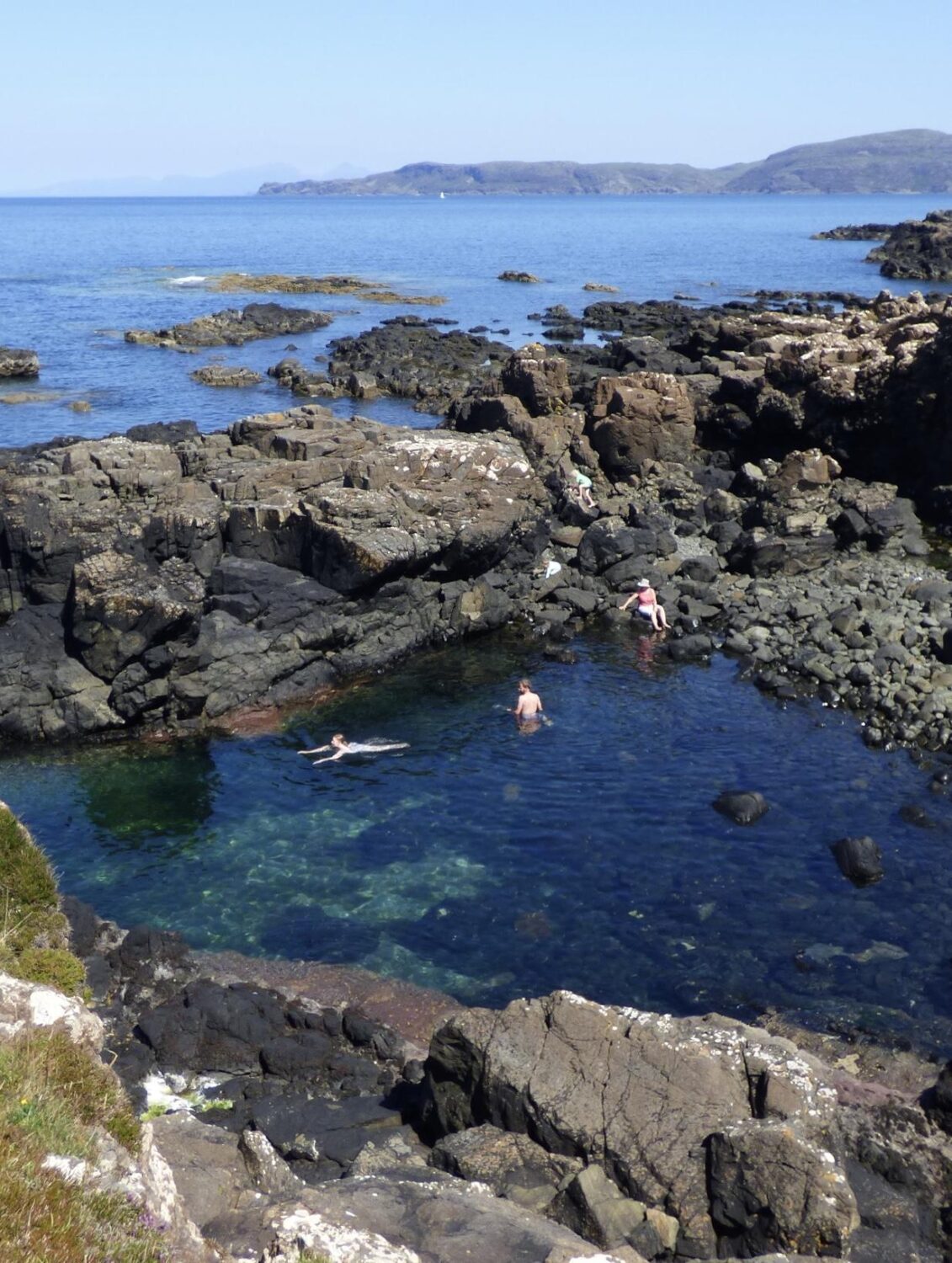 glengorm bay, people swimming