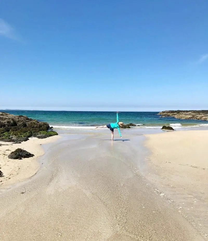 Silly pose on Langamull beach Isle of Mull