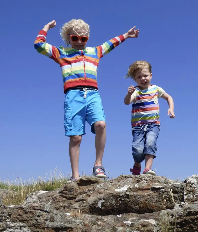 2 boys on Lunga in the Treshnish Isles