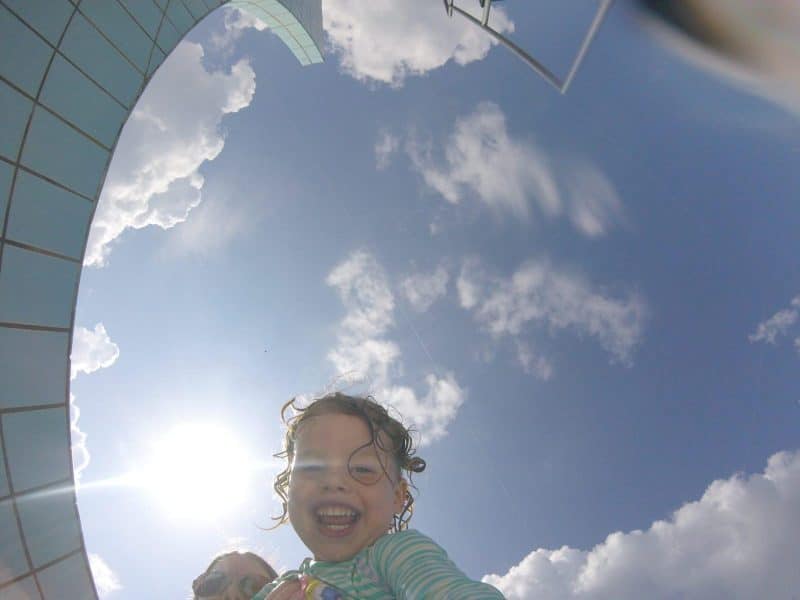 playing at a swimming pool