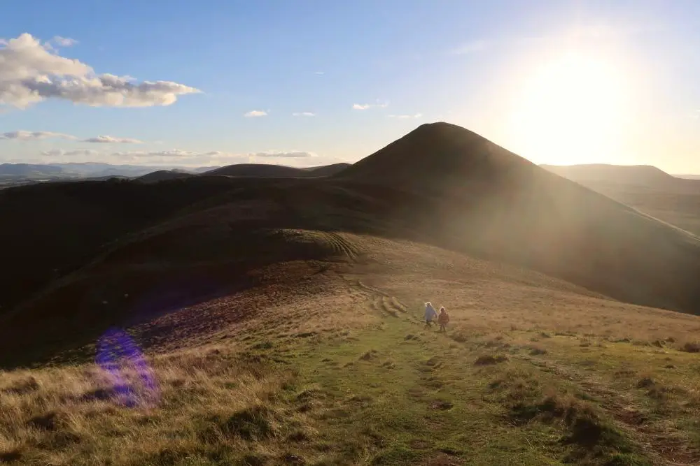 children walking in the hills