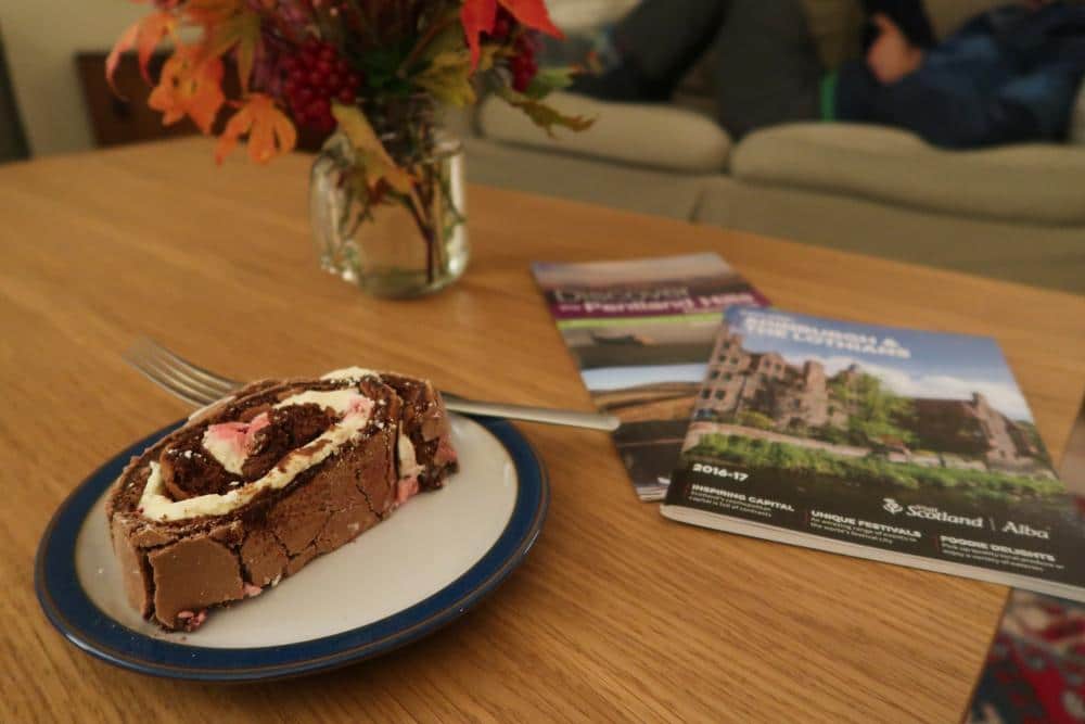 cake on coffee table