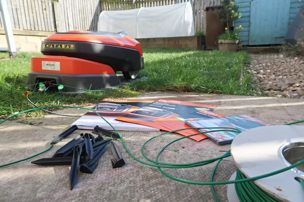setting up Flymo robotic lawn mower