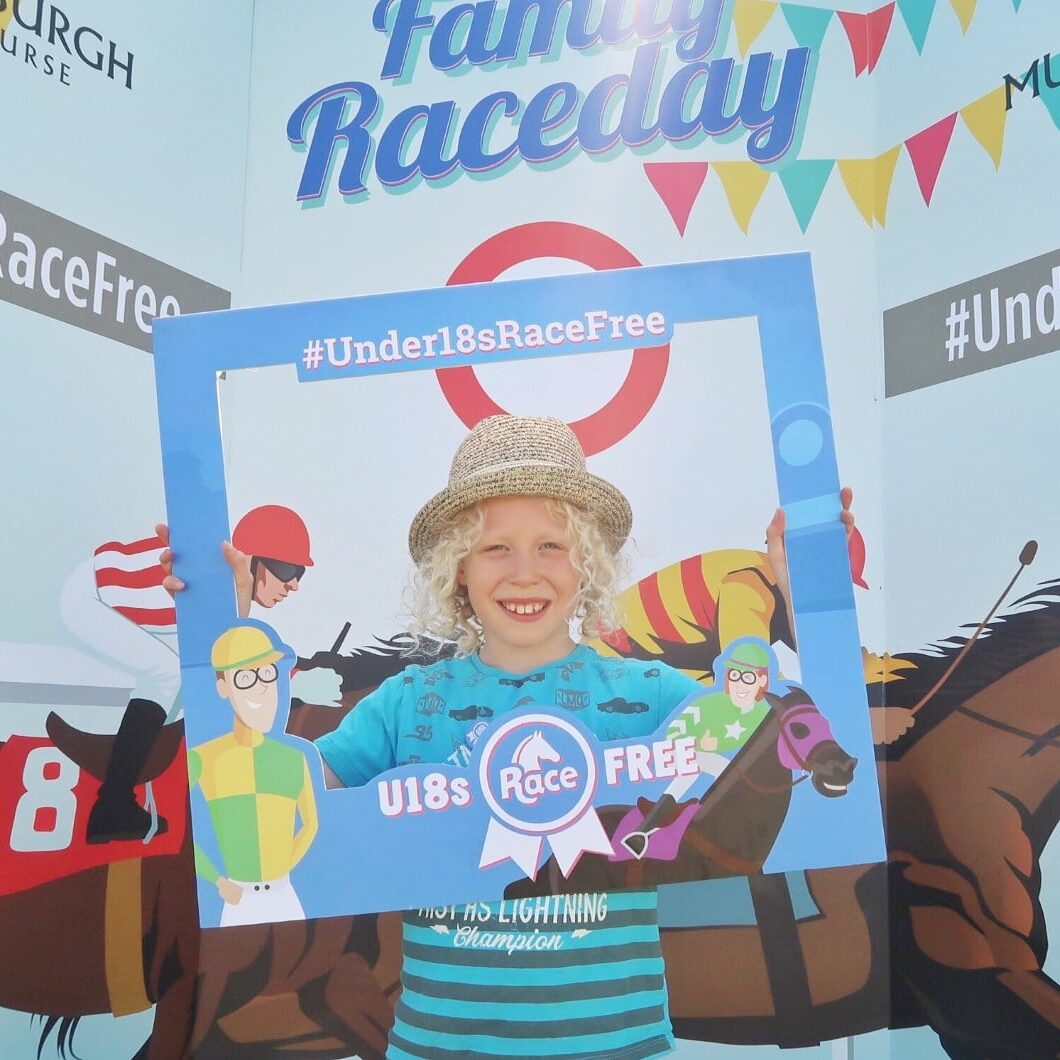 musselburgh race course family day holding up selfie square