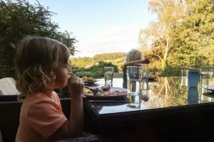 eating dinner outside
