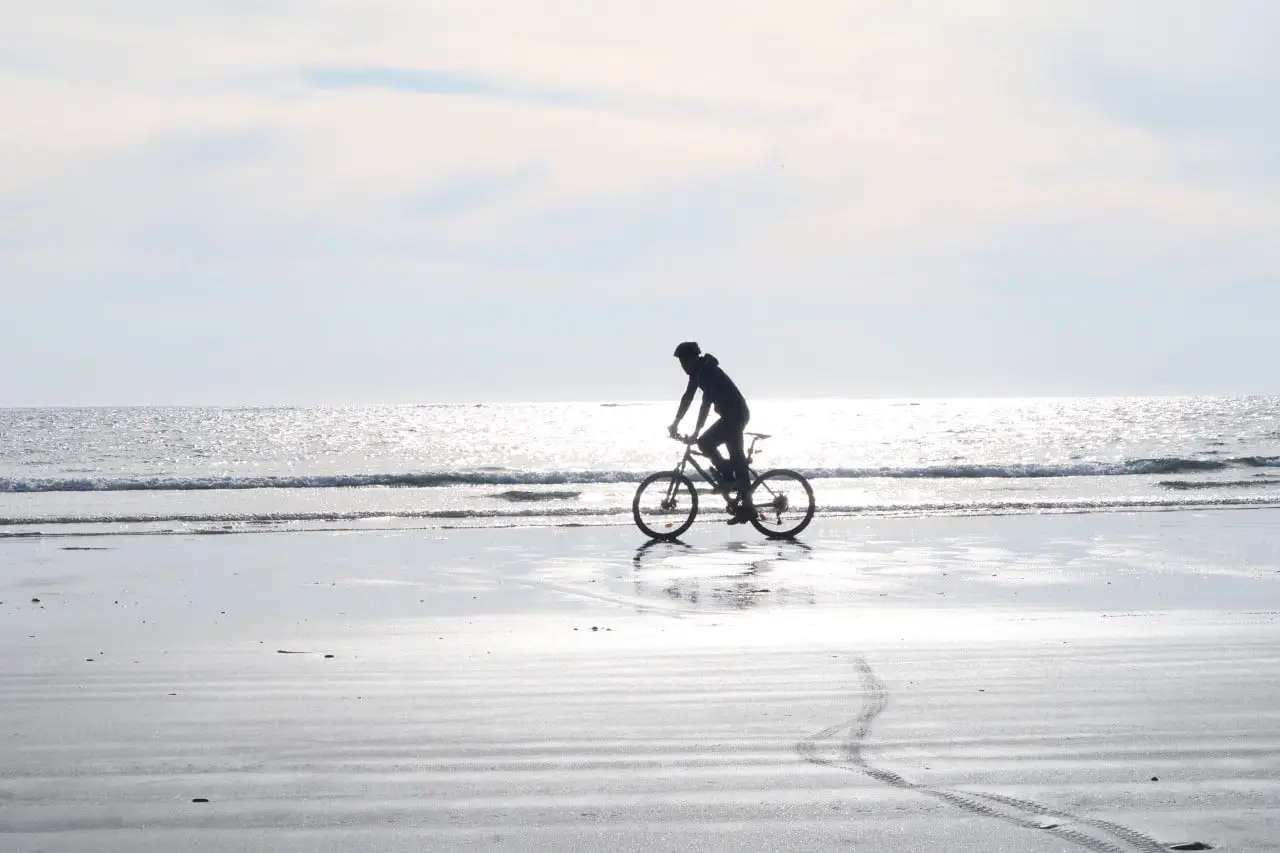 cycling on beach