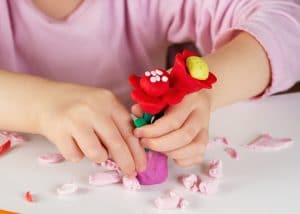 Making clay flowers kids