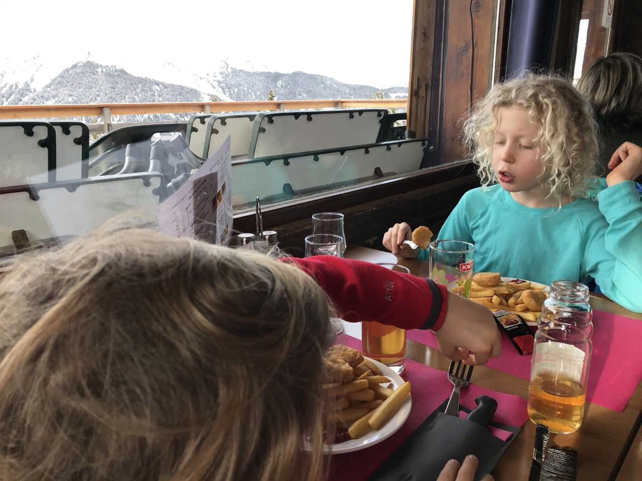 family meal at ski restaurant