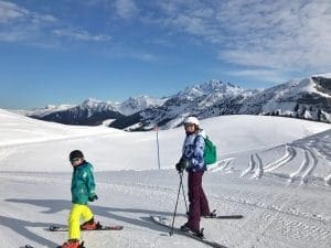 family ready for skiing in Alps