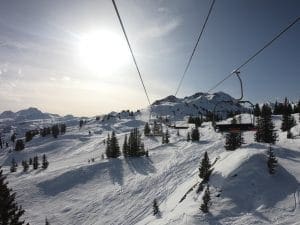snow covered mountains and ski runs