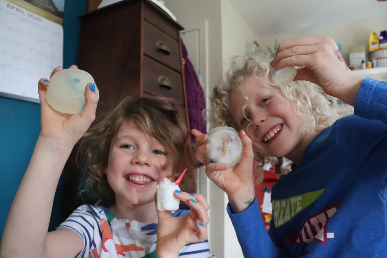 children with homemade soap