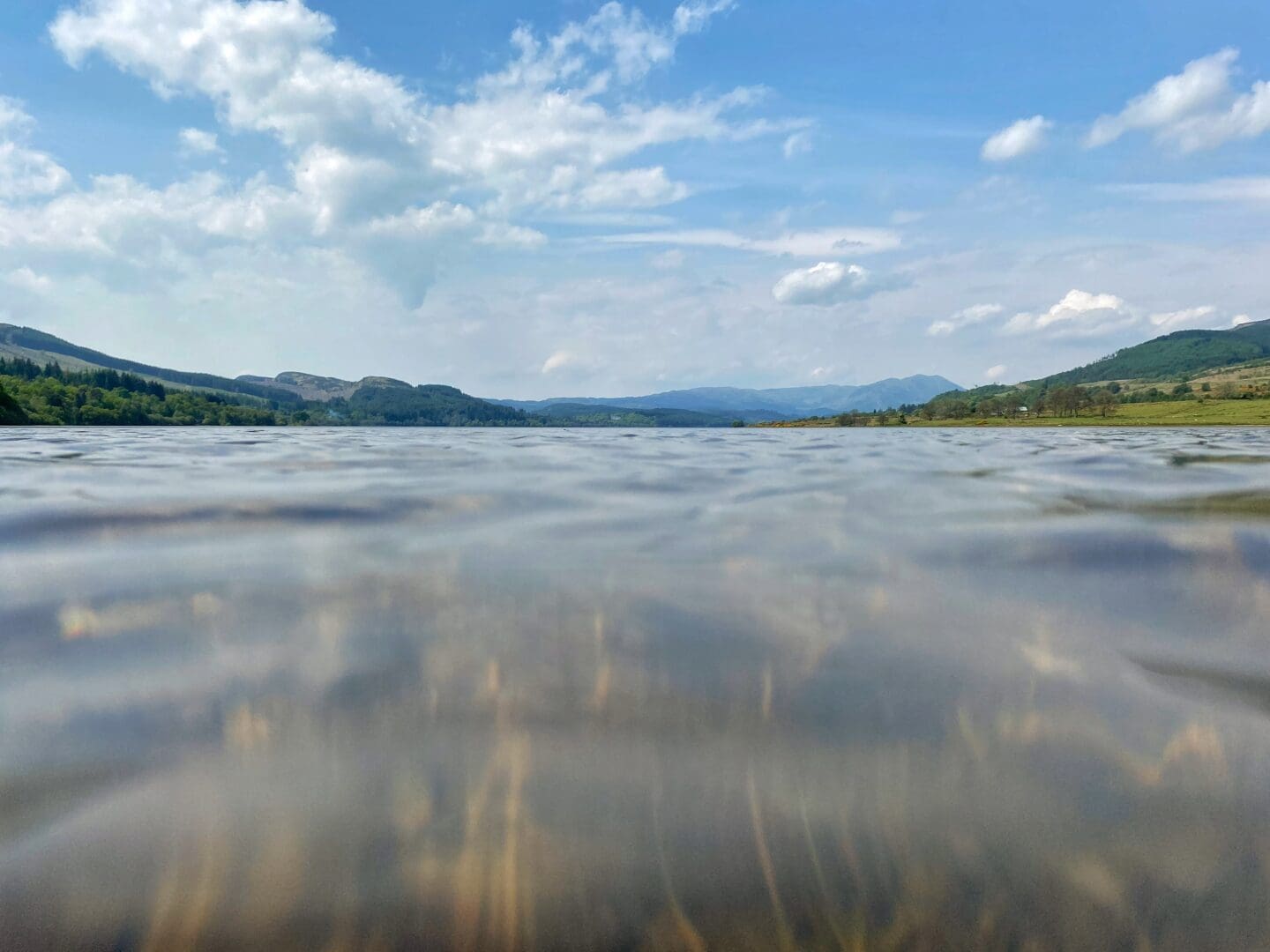 Loch Venachar view from the water to the hills and forest