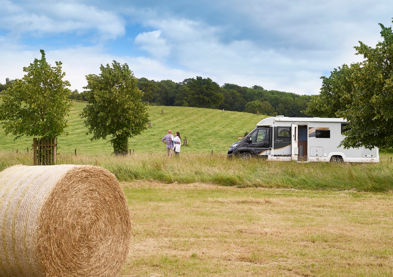 caravan in a field