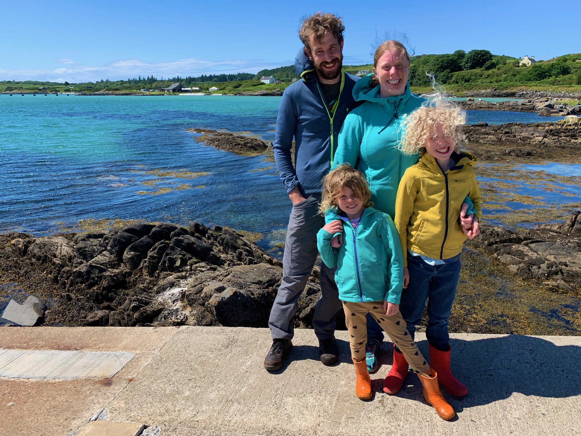 Family at Gigha pier