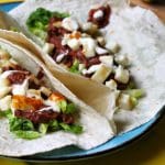 Refried beans and halloumi