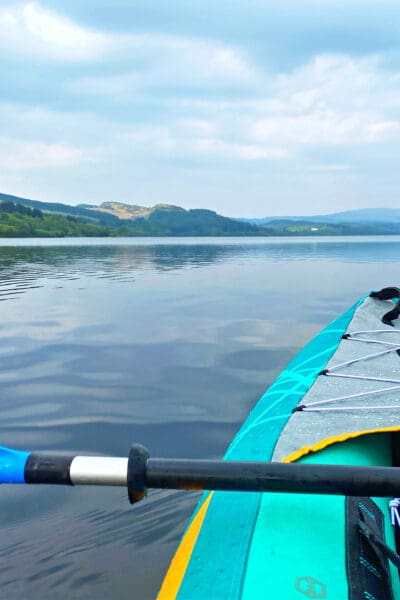 kayaking on Loch Venachar on a sunny day Scotland