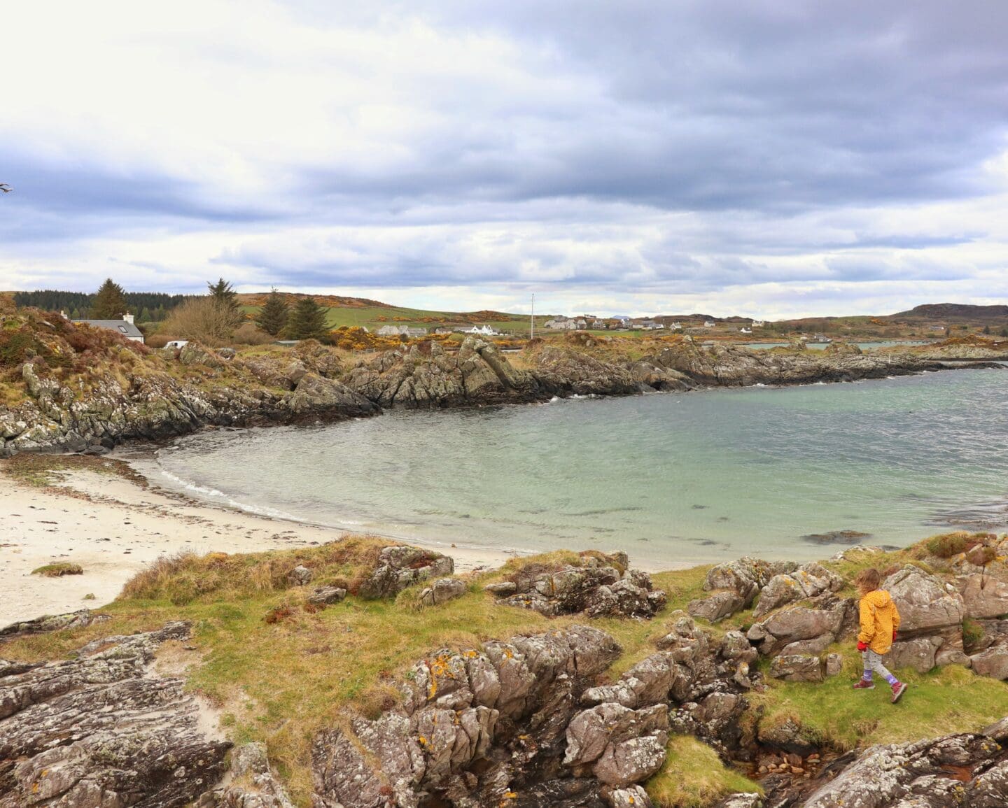 child at a Scottish beach on Gigha