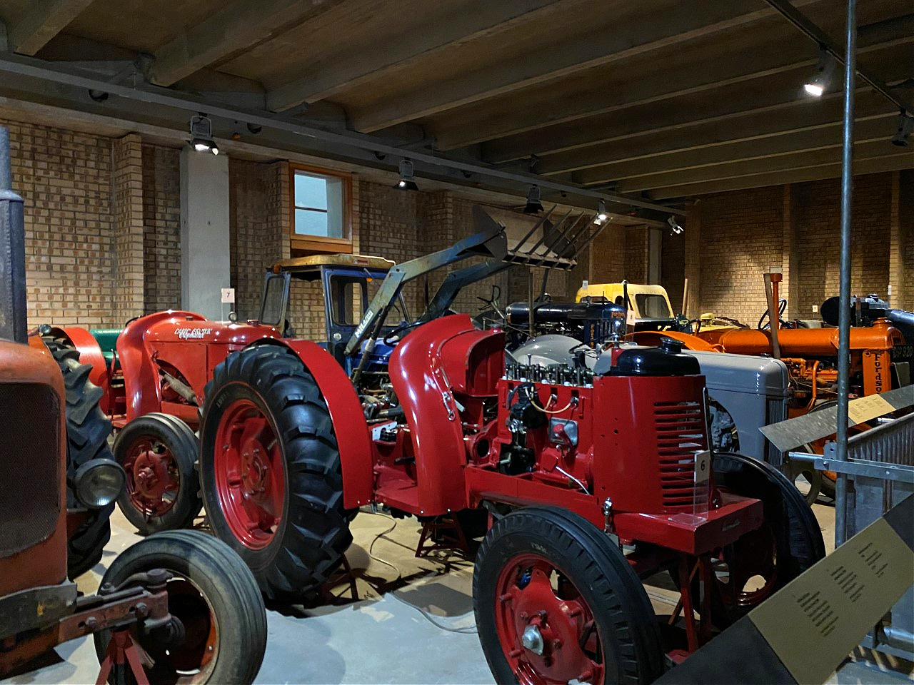 retro tractors in museum