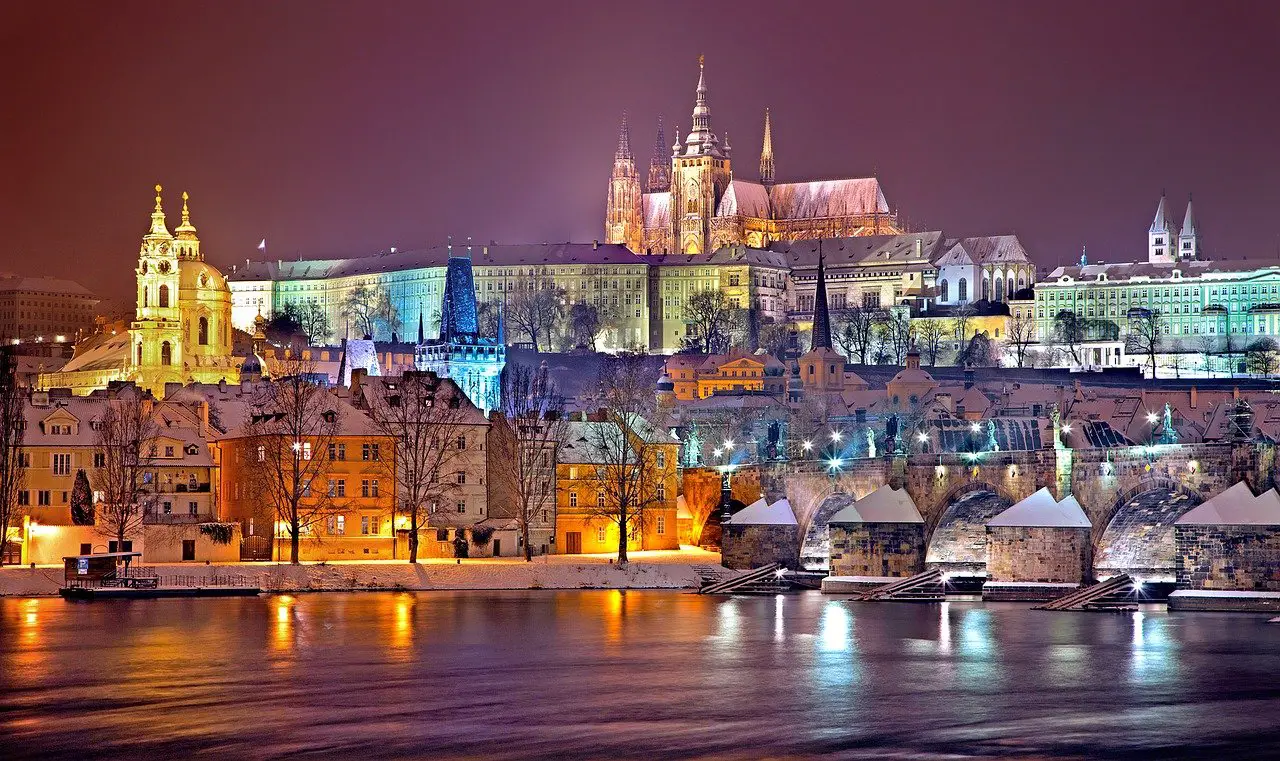 Prague city in winter