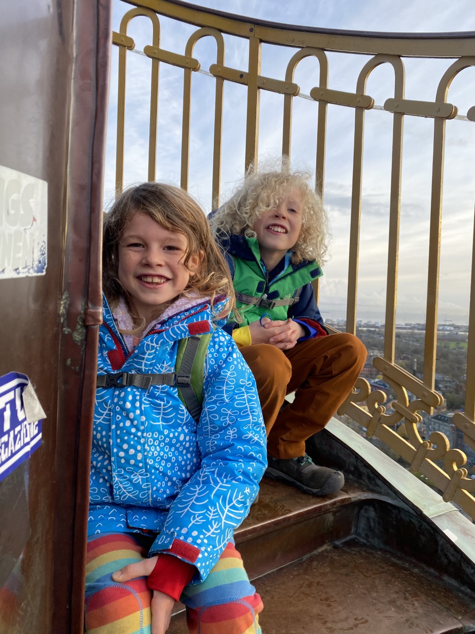 children at top of the tower of Church of our Saviour Copenhagen