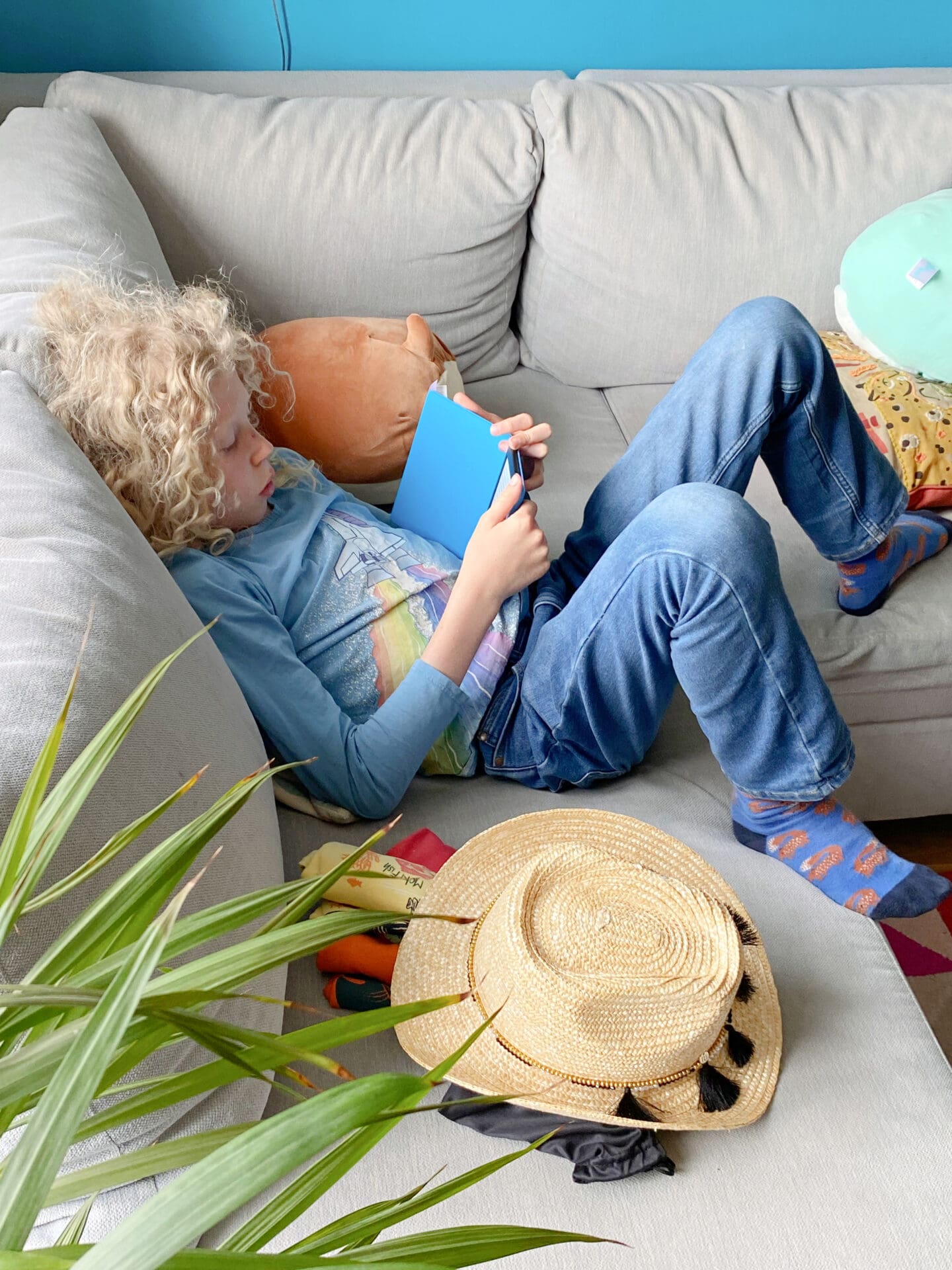 Child reading a kindle