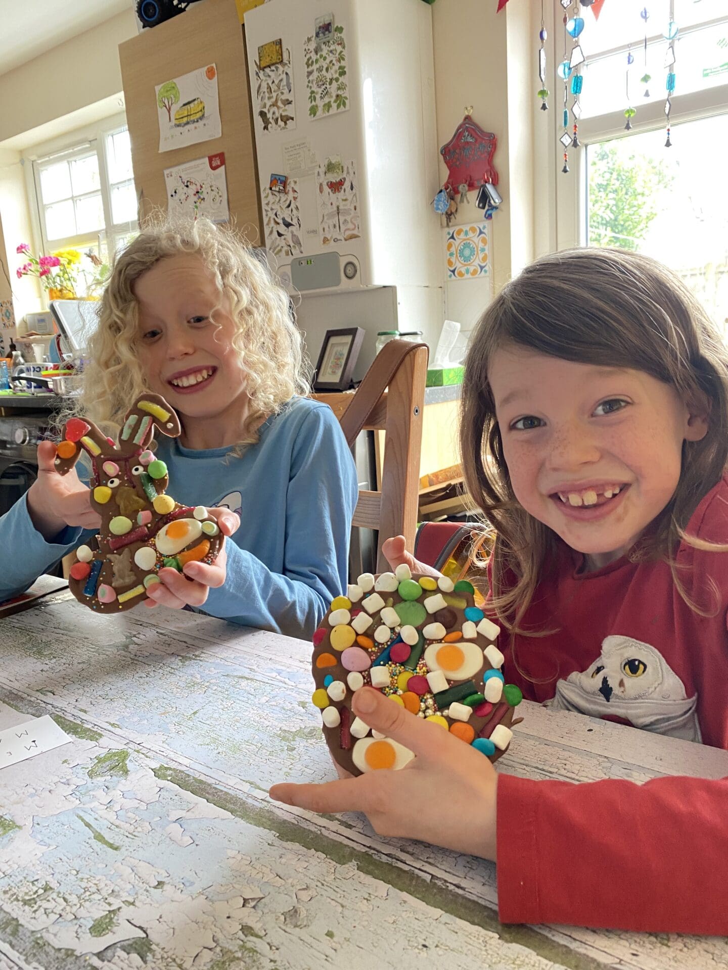 Children with Easter chocolate