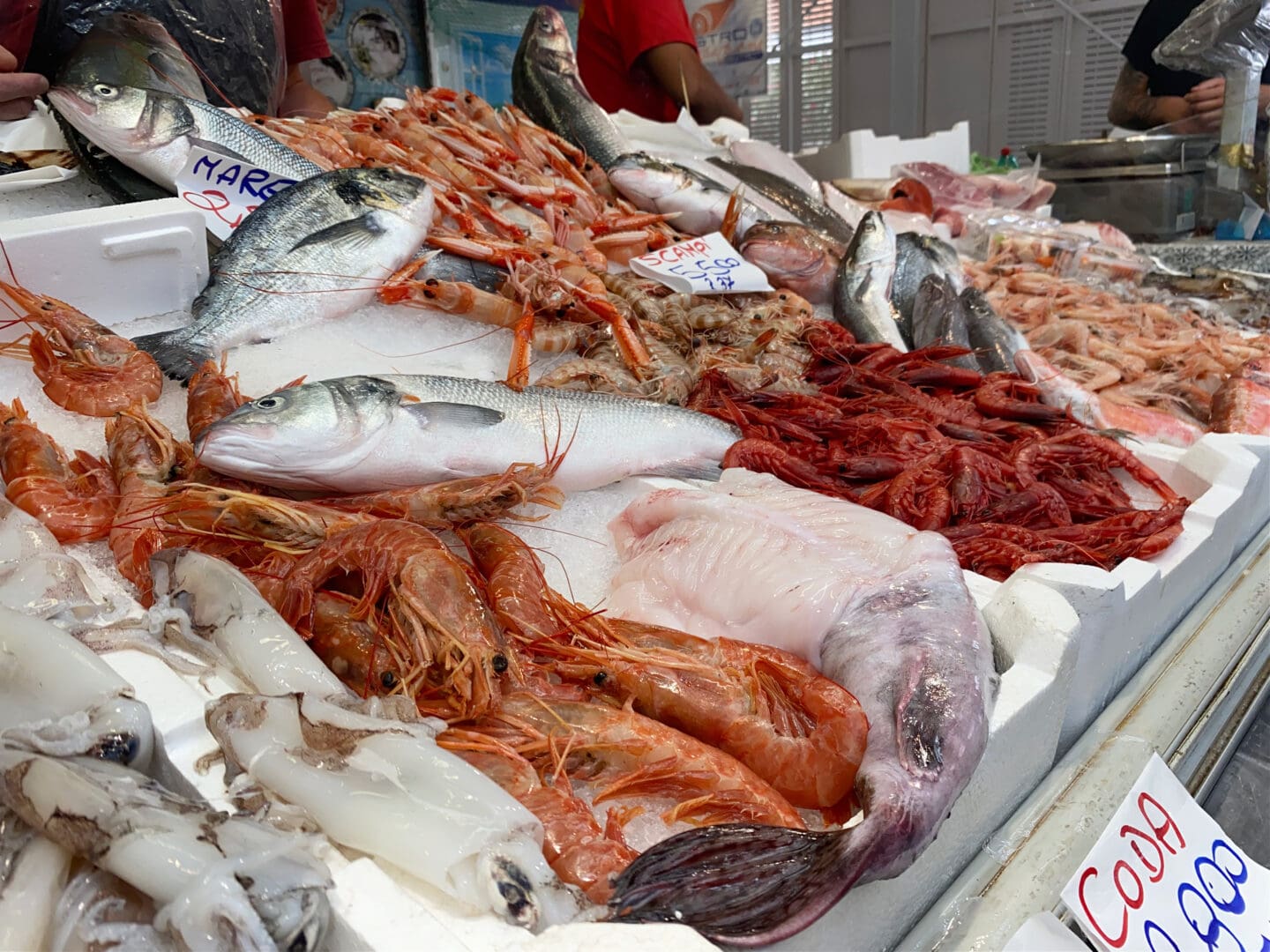 Fish and seafood in Rome market