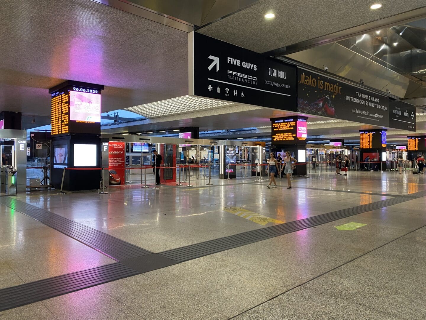 Station platforms with departure boards