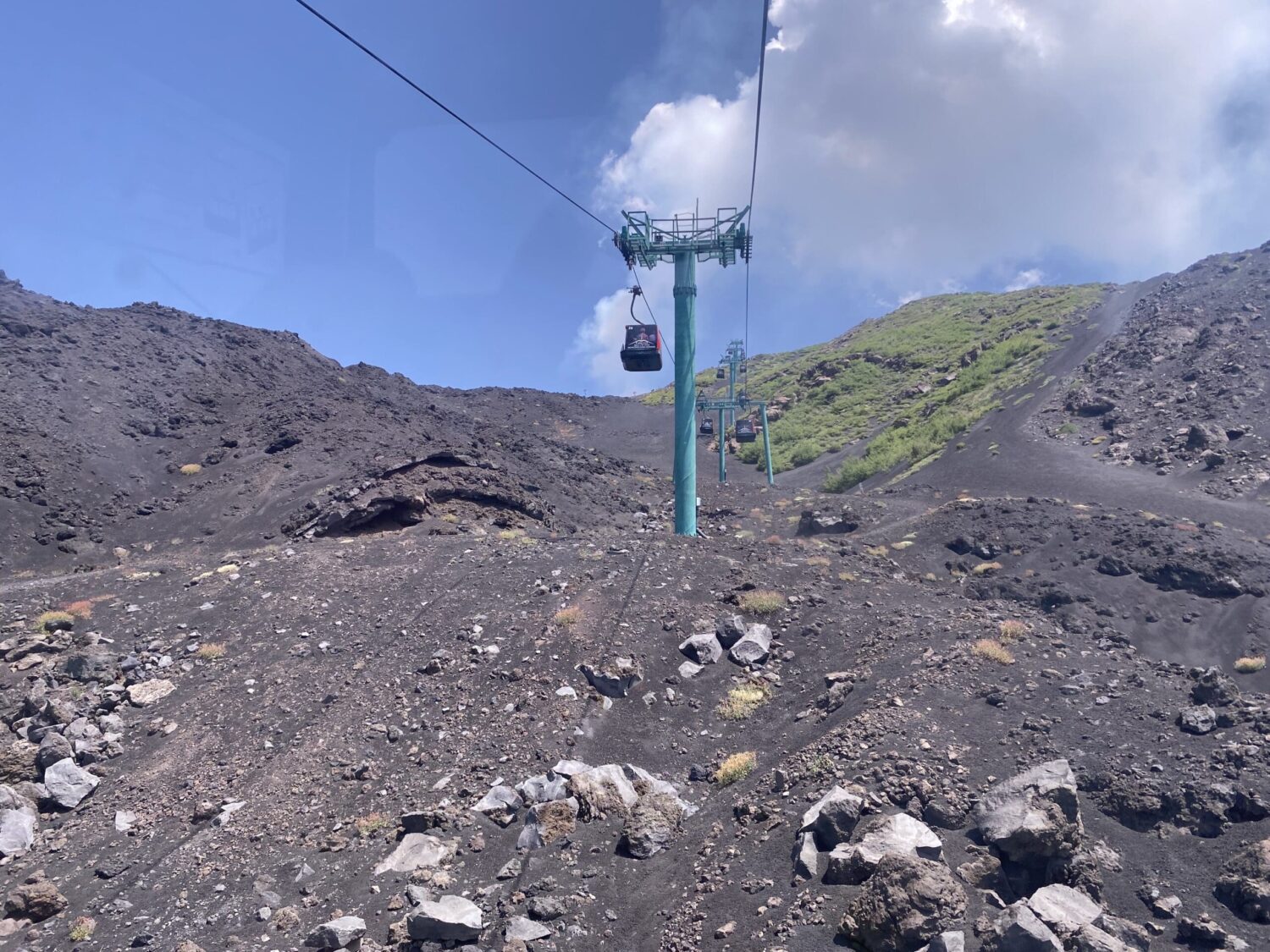 Cable car going up Mt Etna