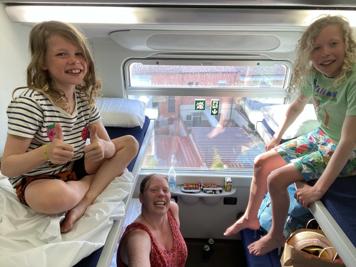 Family in 4 berth couchette sleeper Rome to Sicily