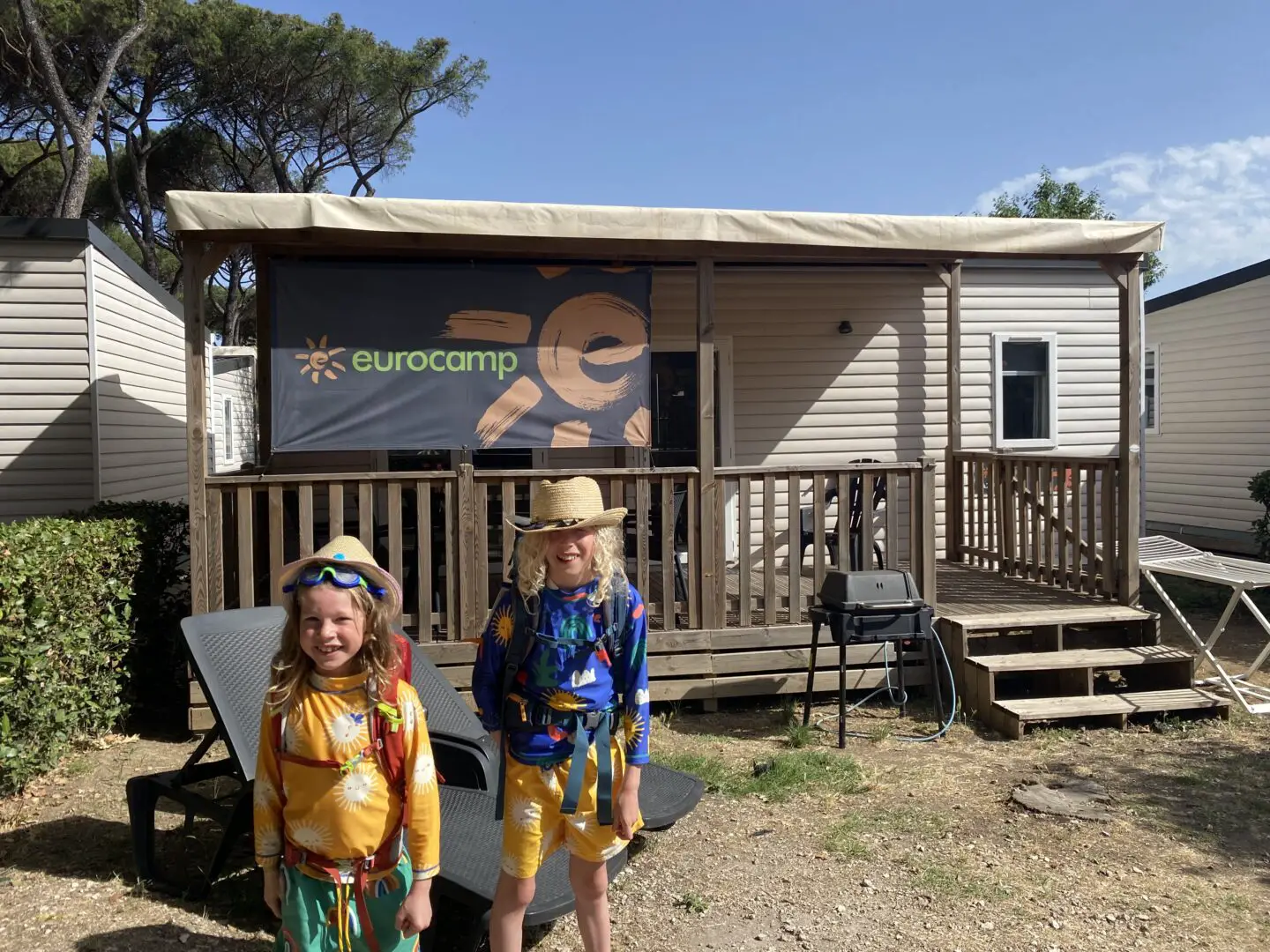 Children standing in front of Eurocamp holiday home