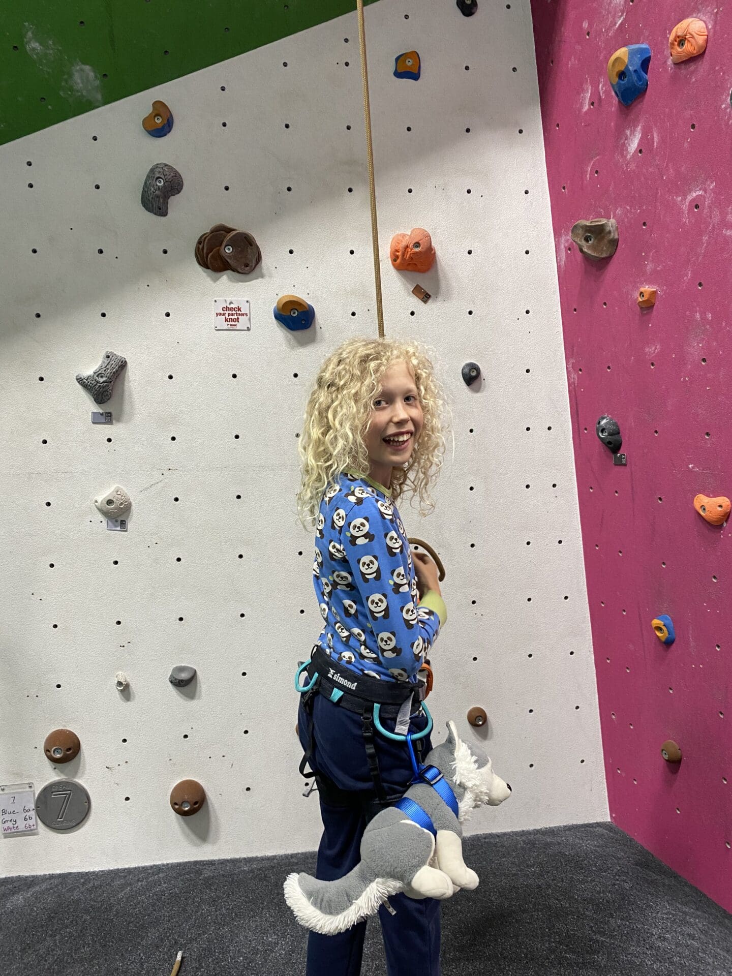Child at climbing wall