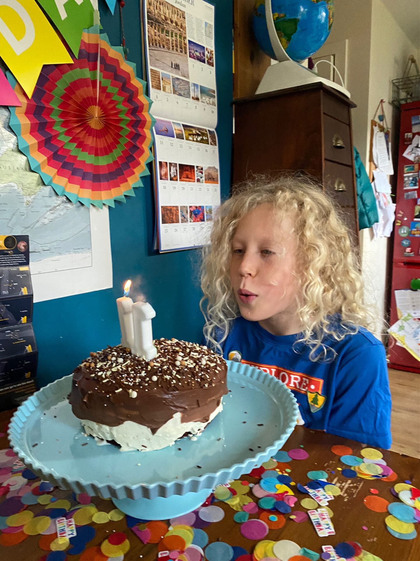 Child with ice cream cake
