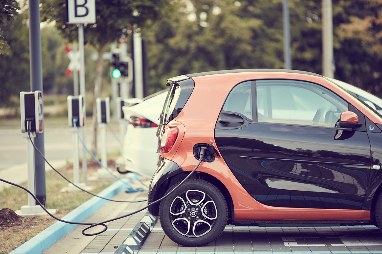 Electric car getting charged