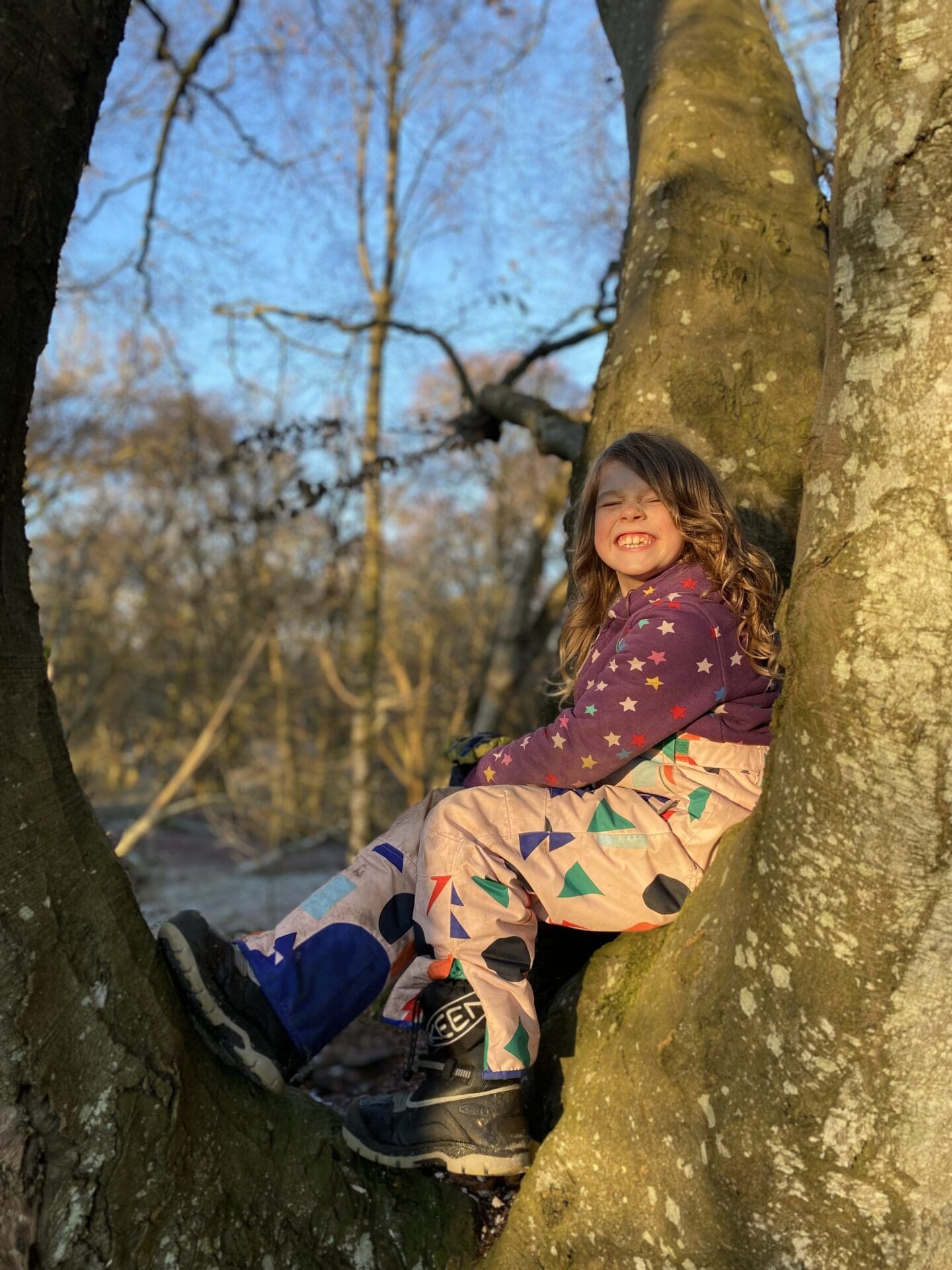 Child sitting in a tree