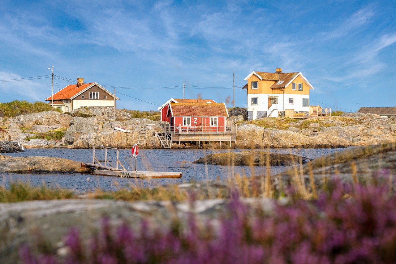 Swedish houses on an island archipelago