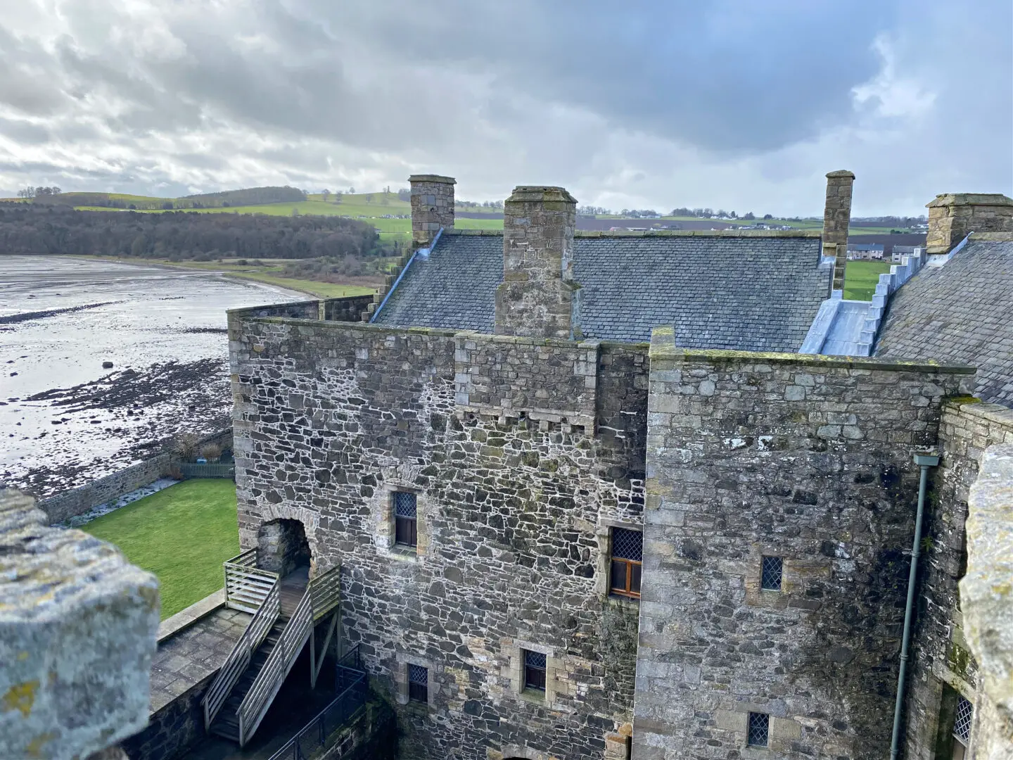 Looking down at Blackness castle from keep