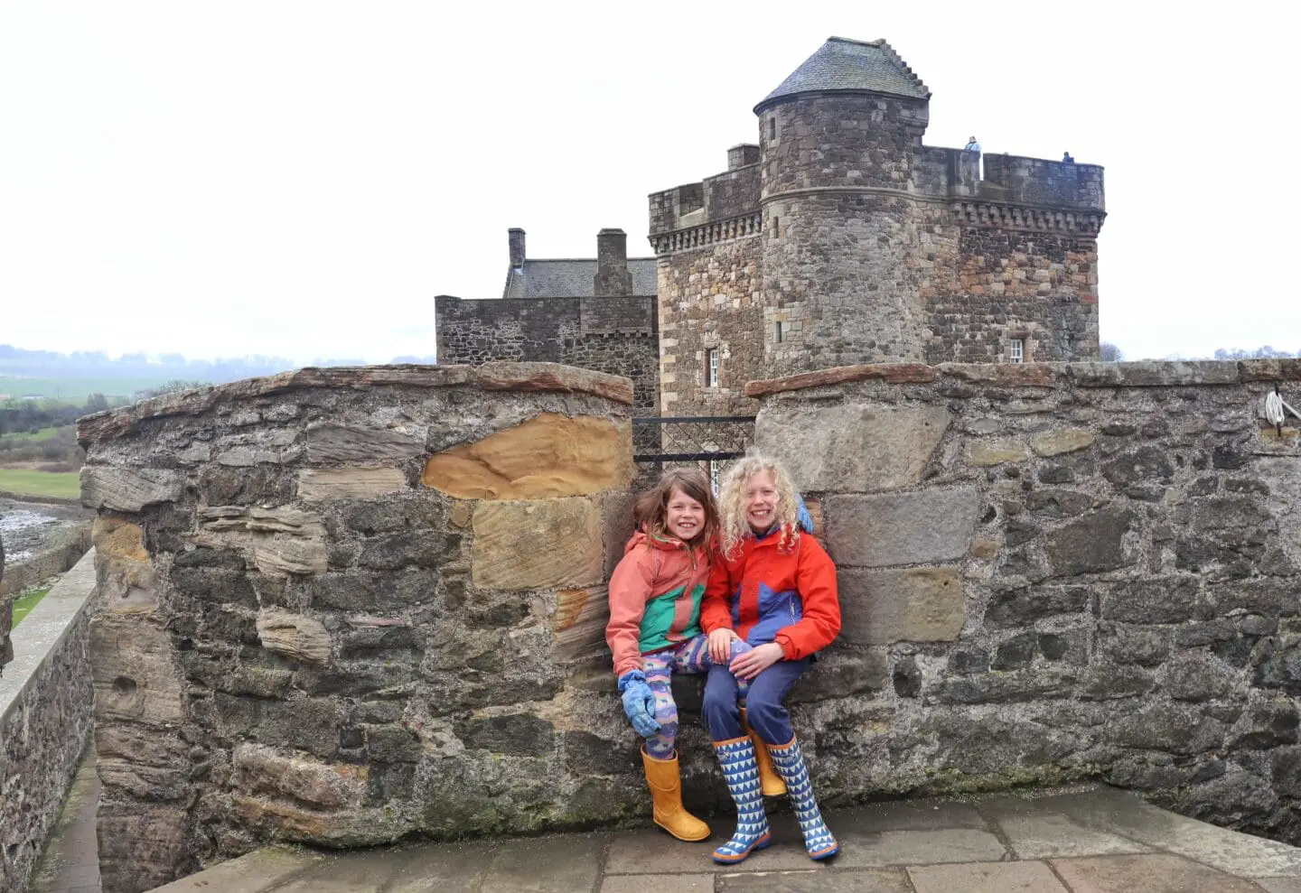 Children sat at Blackness castle