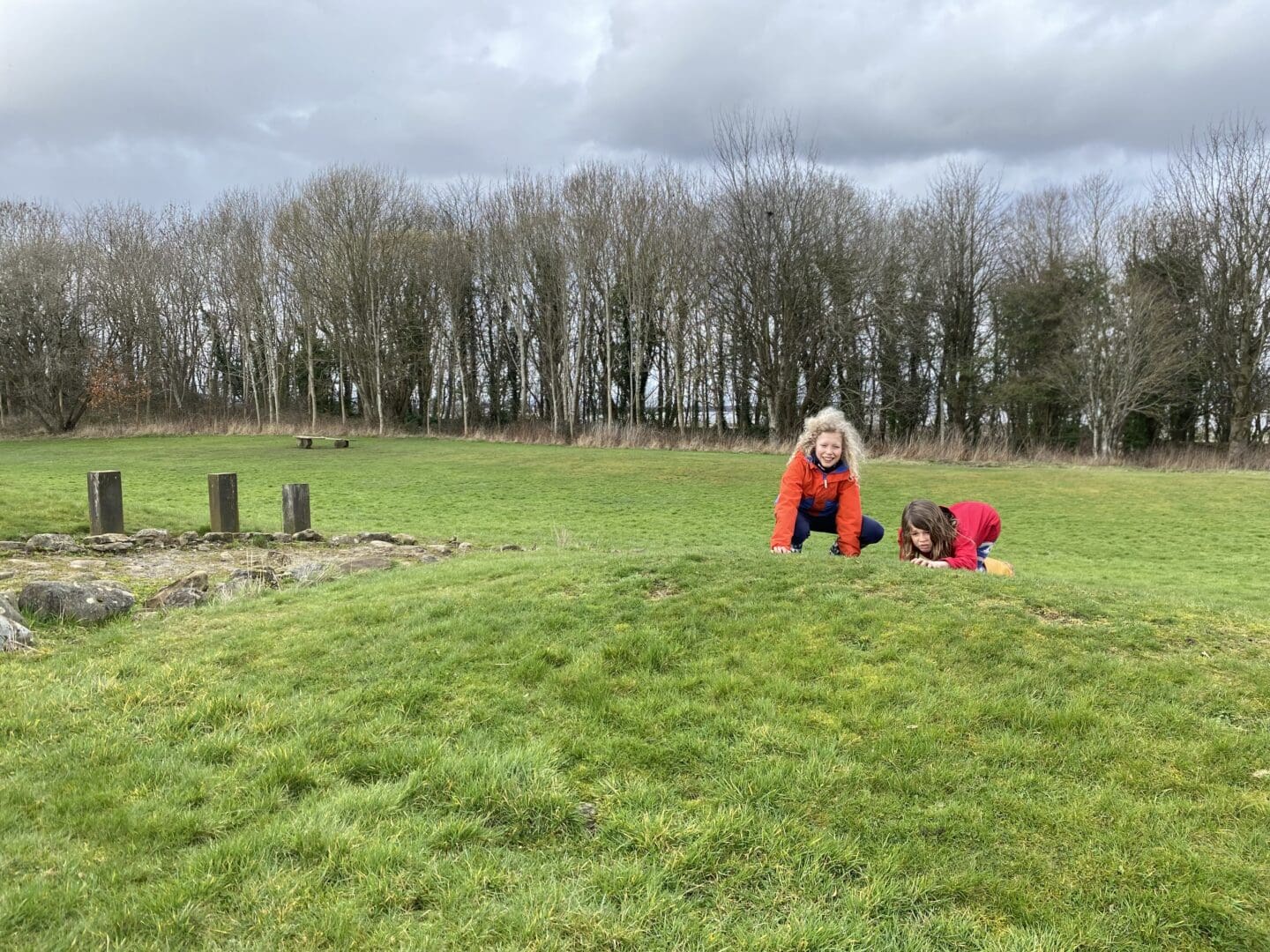 Children pretending to be Picts attacking the Antonine wall