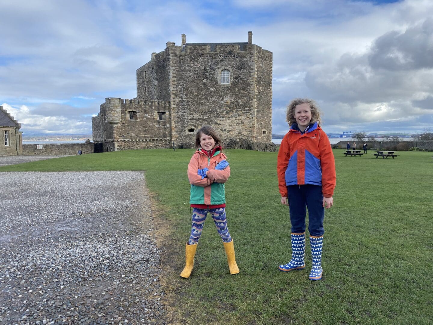 Children standing outside Blackness Castle