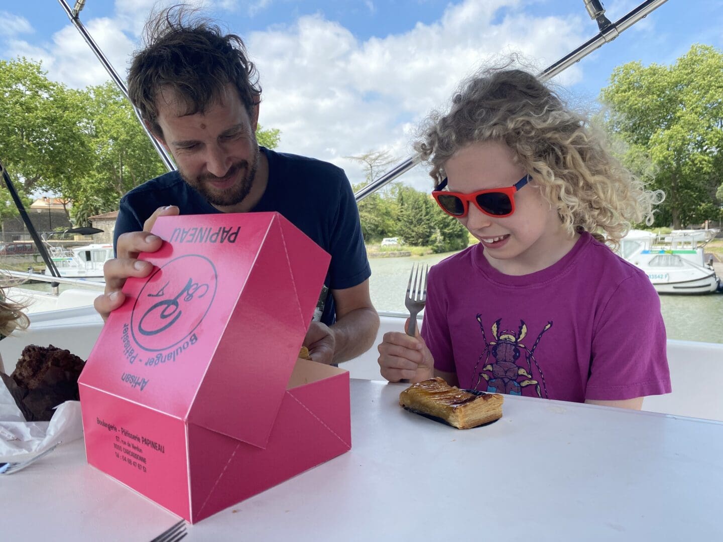 Eating cakes from patisserie