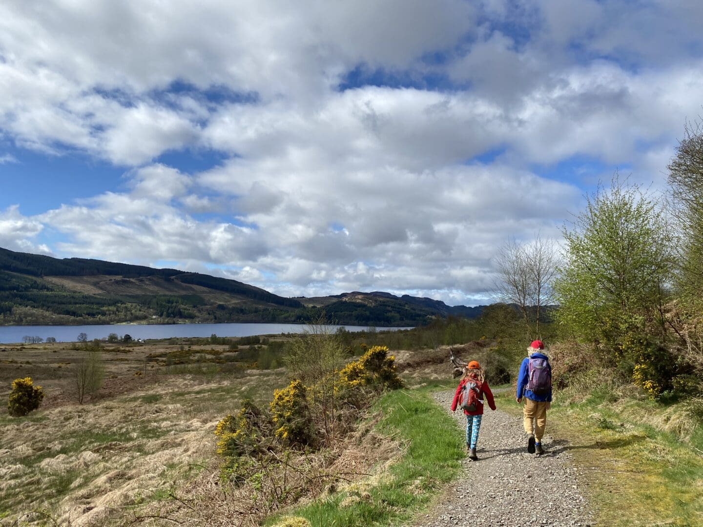 Walking along near Loch Venachar in the Trossachs