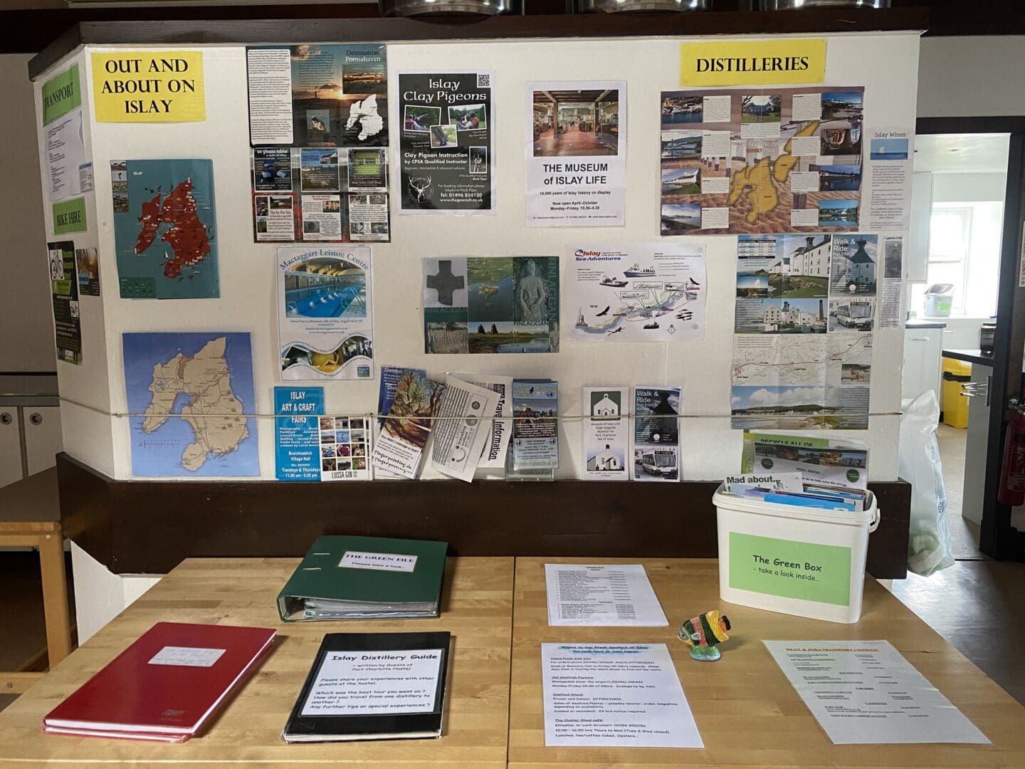 Information board on Islay hostel