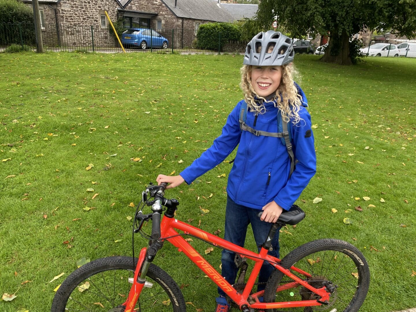 Child with bike in park