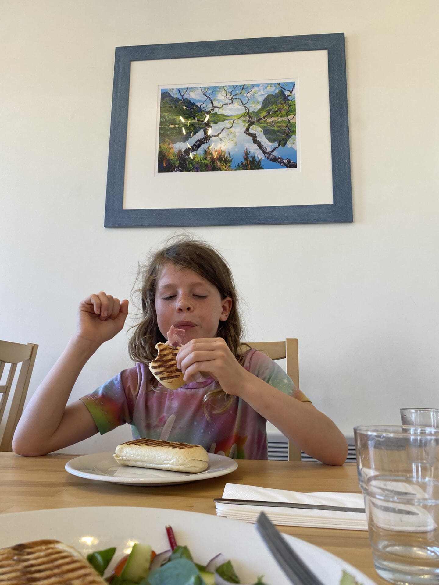 Eating at Driftwood cafe Lochinver