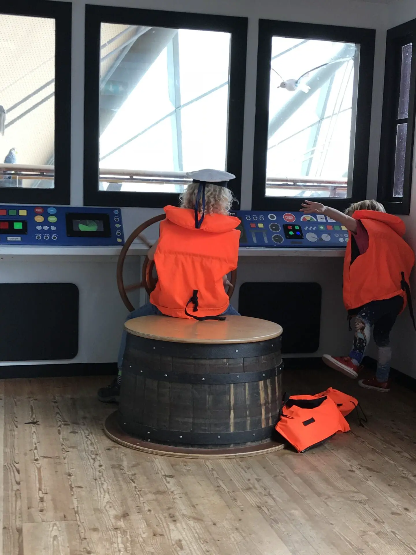Children in ship at science centre