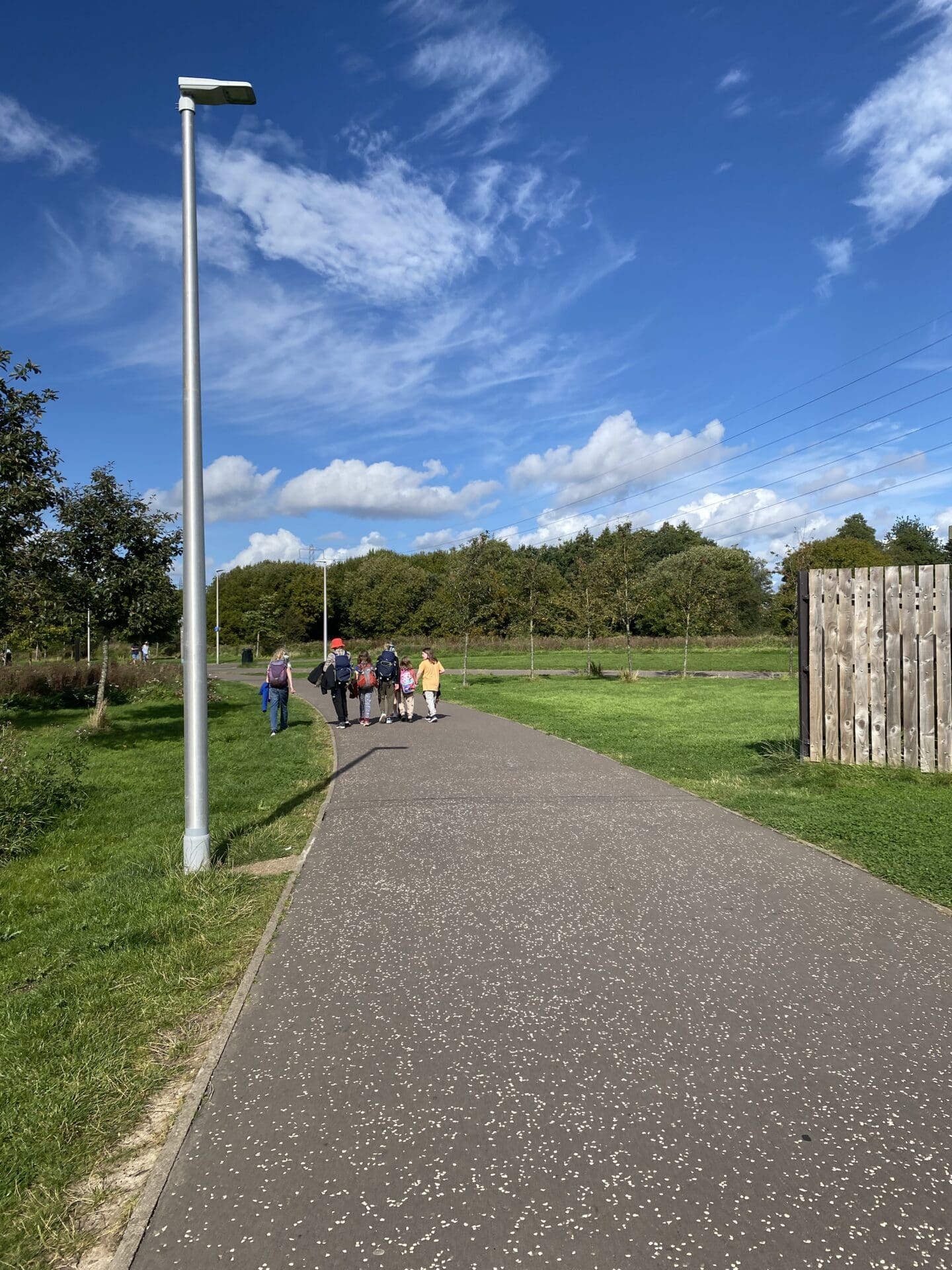Children walking in parkland